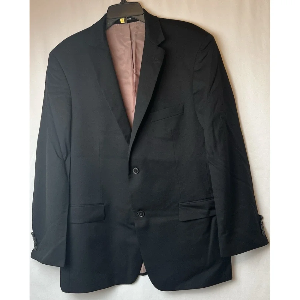 Boss Hugo Boss Blazer Men 42R  Super 100 Wool Black Suit Jacket Double Vent